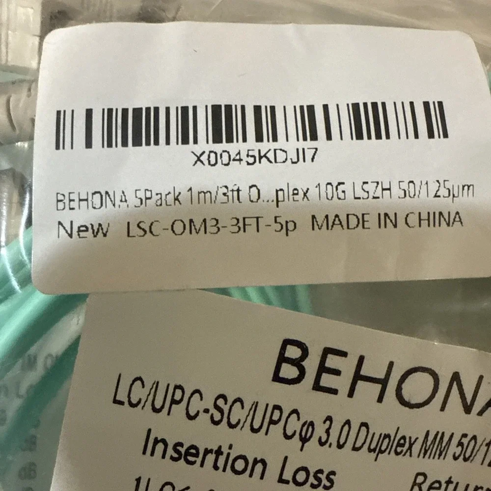 OM3 LC to LC‎ Fiber Optic Patch Cable 5 Packs Of 5. 25 Total